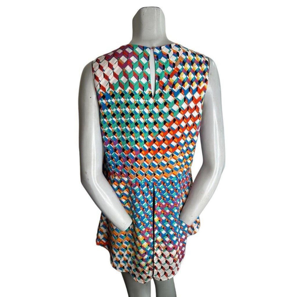 Cartise Womens Colourful Sleeveless Cube Pattern Blouse Size US 6 - Picture 3 of 6